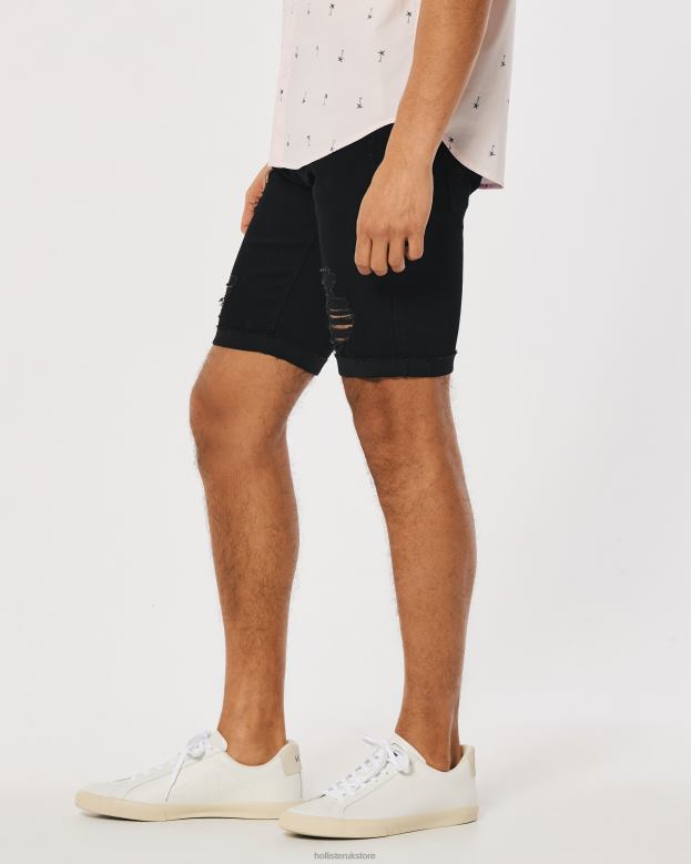 Bottoms Hollister Men Ripped Black No Fade Skinny Denim Shorts 9\\ 488201173 Ripped Black